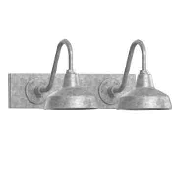 Austin Gooseneck Double Vanity Light, 10" Shades, 975-Galvanized