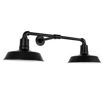 The Original™ Dual Arm Sign Light, 14" Shades, 100-Black, 12" Arm Projection