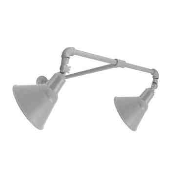 Dual Arm Fire Chief Sign Light, 10" Shades, 800-Industrial Grey, Swivel Knuckles