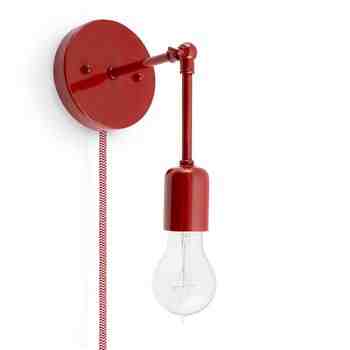 Downtown Minimalist Knuckled Plug-In Sconce, 400-Barn Red, CRZ-Red Chevron Cord, Nostalgic Edison-Style Victorian 25W Bulb