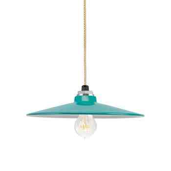 12" Conoco, 390-Teal, CSGW-Gold & White Cloth Cord, Nostalgic Edison-Style Victorian 40 Watt Light Bulb