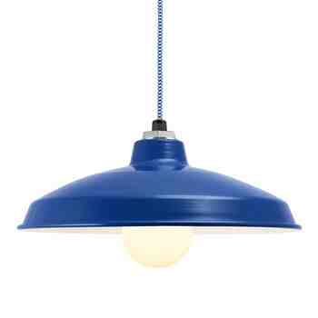 16" Marathon, 700-Royal Blue, CSUW-Blue & White Cloth Cord, Shown with Porcelain III Tala Lamp