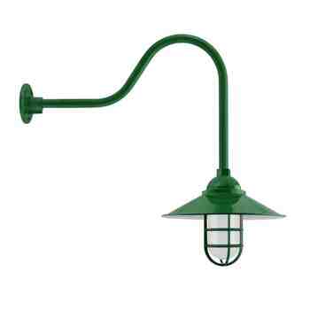 14" Syracuse, 307-Emerald Green, CGG-Standard Cast Guard, FST-Frosted Glass, G24 Gooseneck Arm