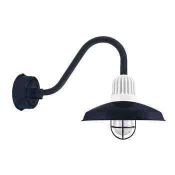 16" Goalie, 705-Navy, Heat Sink in 200-White, G15 Gooseneck Arm in 705-Navy, WGG-Wire Guard, CLR-Clear Glass