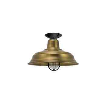 13" Bomber Nautical LED, 998-Natural Weathered Brass, CGG-Standard Cast Guard, 100-Black, RIB-Ribbed Glass, Mounting in 100-Black