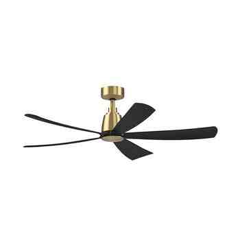 Stellan Ceiling Fan, Brushed Satin Brass with Black Blades