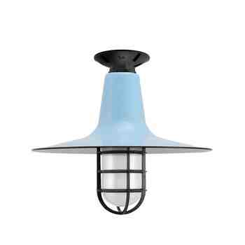 14" Sterling Nautical LED, 765-Porcelain Delphite, CGG-Standard Cast Guard, 150-Black, FST-Frosted Glass