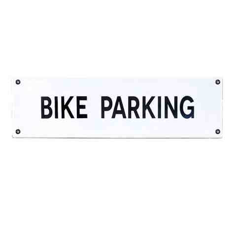 Porcelain Enamel BIKE PARKING Sign, Black Grommets